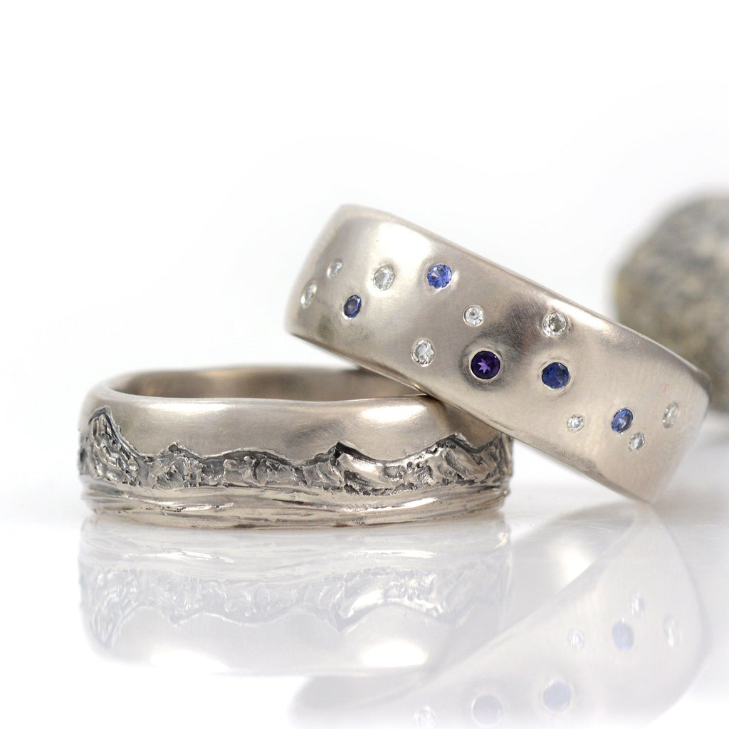 Custom Order Final Payment for Chris - Scattered Star and Mountain and Sea Ring Set - Beth Cyr Handmade Jewelry
