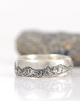 Mountain, Tree and Sea Ring in Palladium Sterling Silver, 7mm, size 9 - Ready to Ship - Beth Cyr Handmade Jewelry