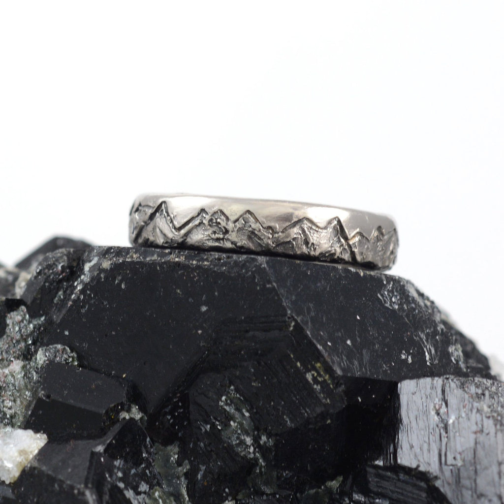 Custom order for Laura - palladium/silver cascade mountains and lakes with moissanite and sapphires - Beth Cyr Handmade Jewelry