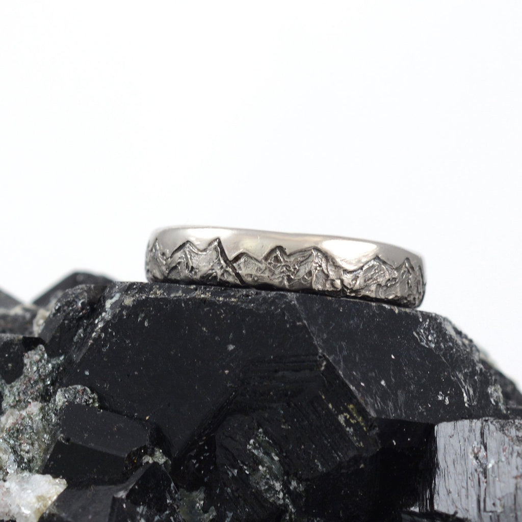 Custom order for Laura - palladium/silver cascade mountains and lakes with moissanite and sapphires - Beth Cyr Handmade Jewelry