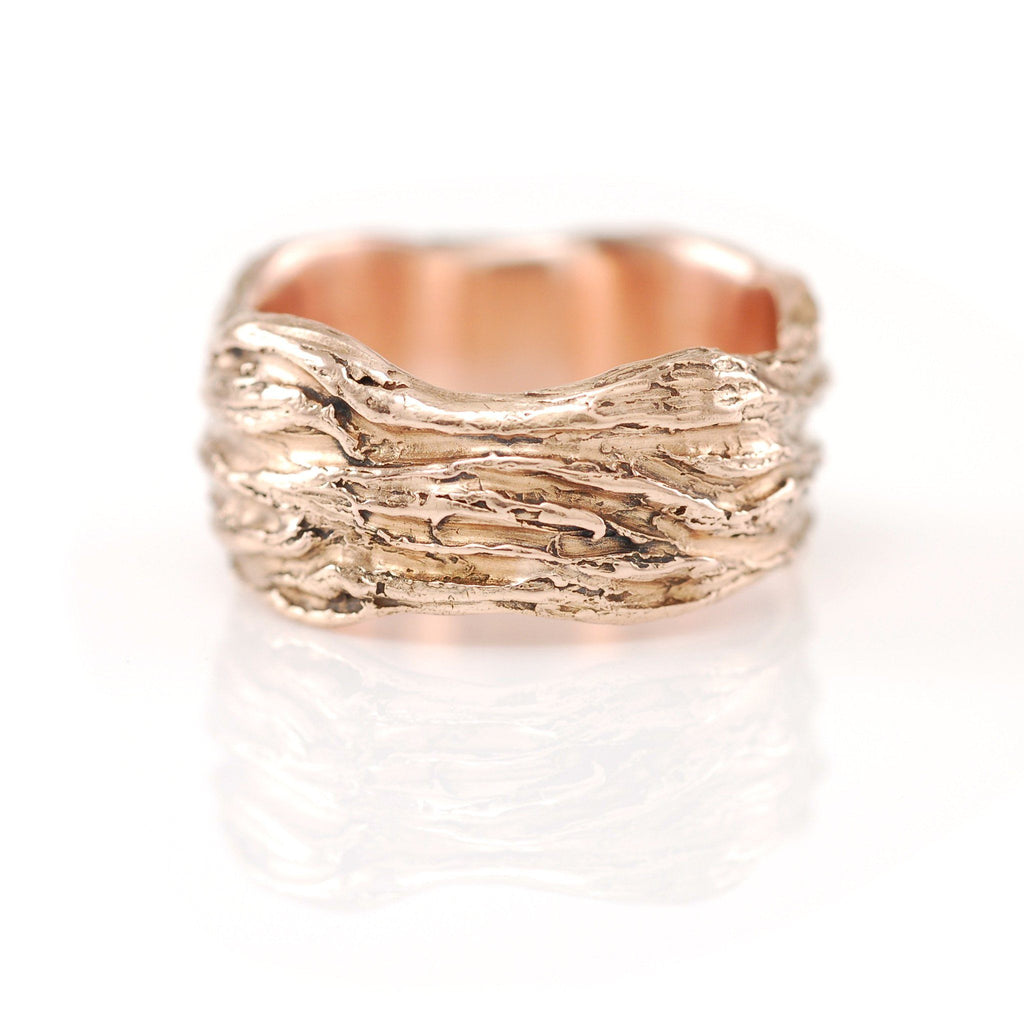 Redwoods Tree Bark Ring - Wide Version - Size 8 - Ready to Ship - Beth Cyr Handmade Jewelry