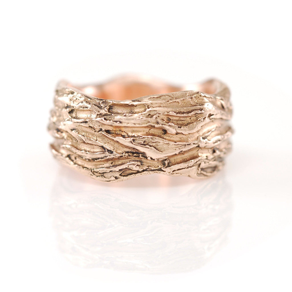 Redwoods Tree Bark Ring - Wide Version - Size 8 - Ready to Ship - Beth Cyr Handmade Jewelry