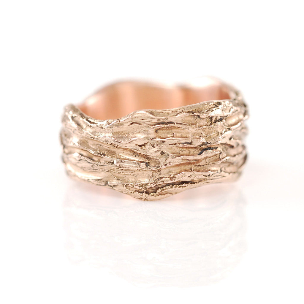 Redwoods Tree Bark Ring - Wide Version - Size 8 - Ready to Ship - Beth Cyr Handmade Jewelry