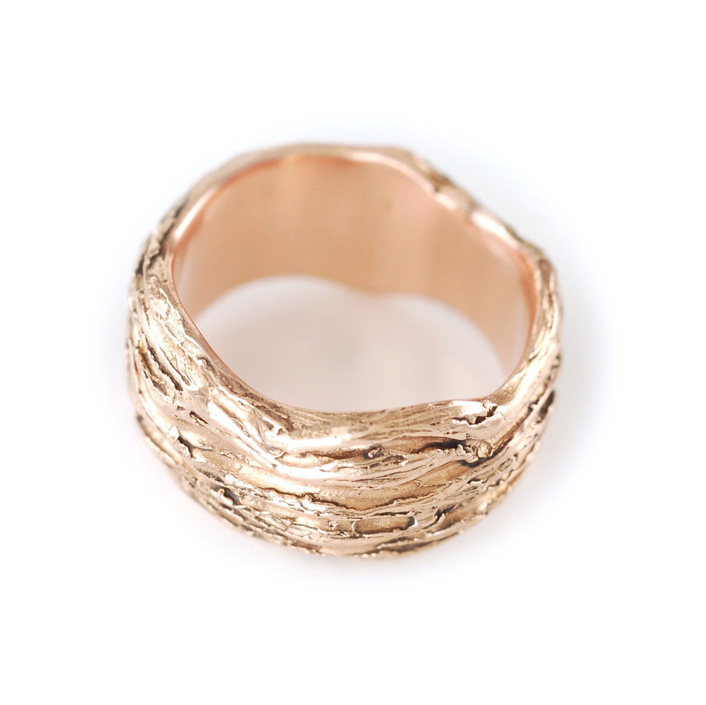 Redwoods Tree Bark Ring - Wide Version - Size 8 - Ready to Ship - Beth Cyr Handmade Jewelry
