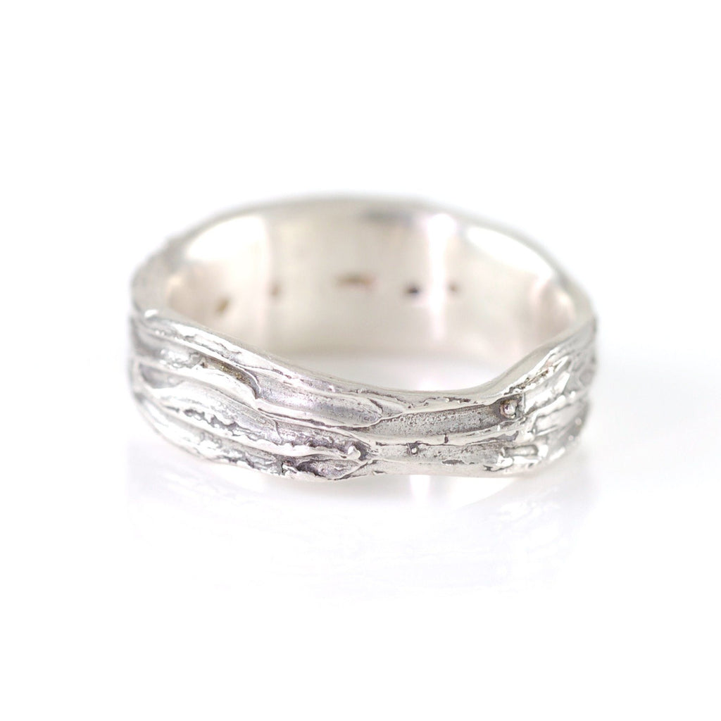 Redwoods Ring with Rough Sapphires in Palladium Sterling Silver - Size 6 - Ready to Ship - Beth Cyr Handmade Jewelry