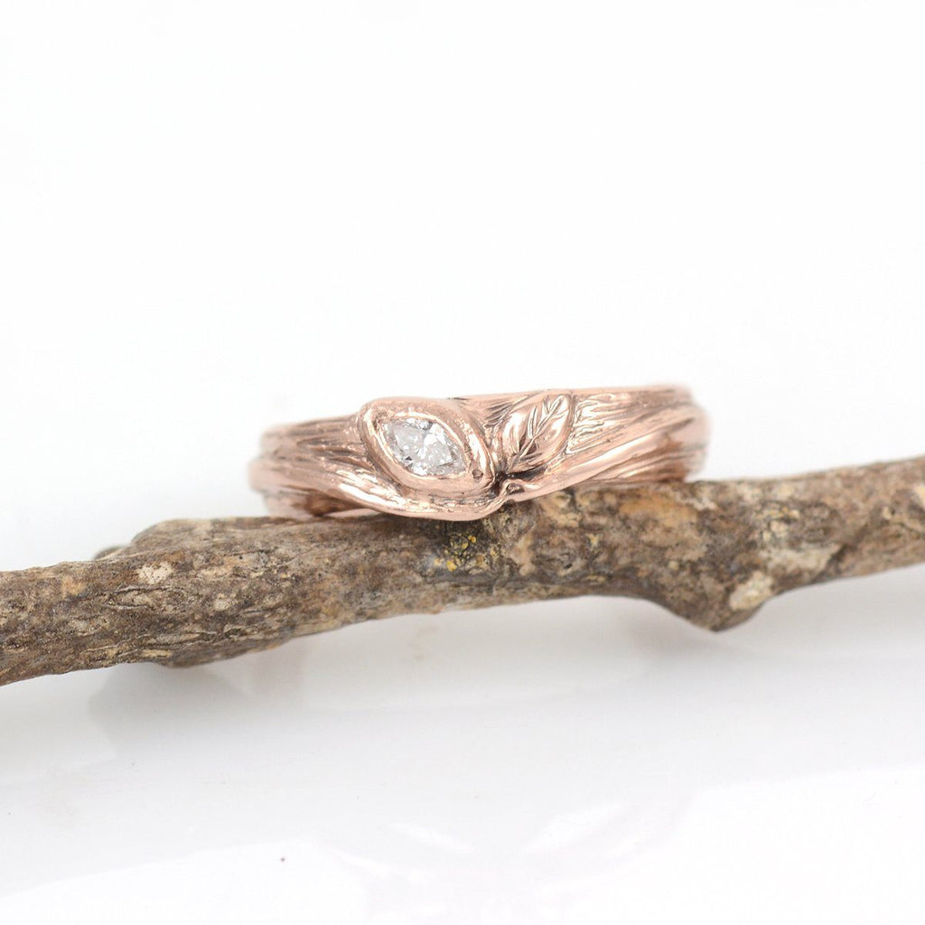 Custom Order Final Payment - rose gold vine and leaf with diamond - Beth Cyr Handmade Jewelry