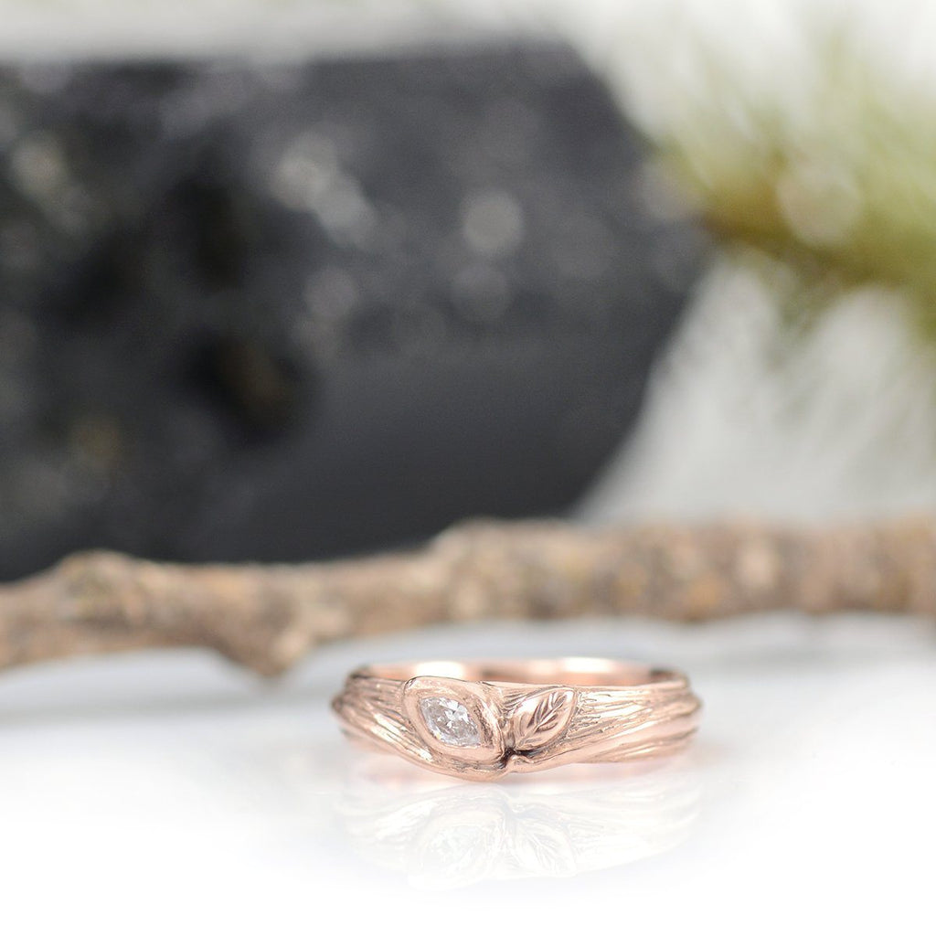 Custom Order Final Payment - rose gold vine and leaf with diamond - Beth Cyr Handmade Jewelry