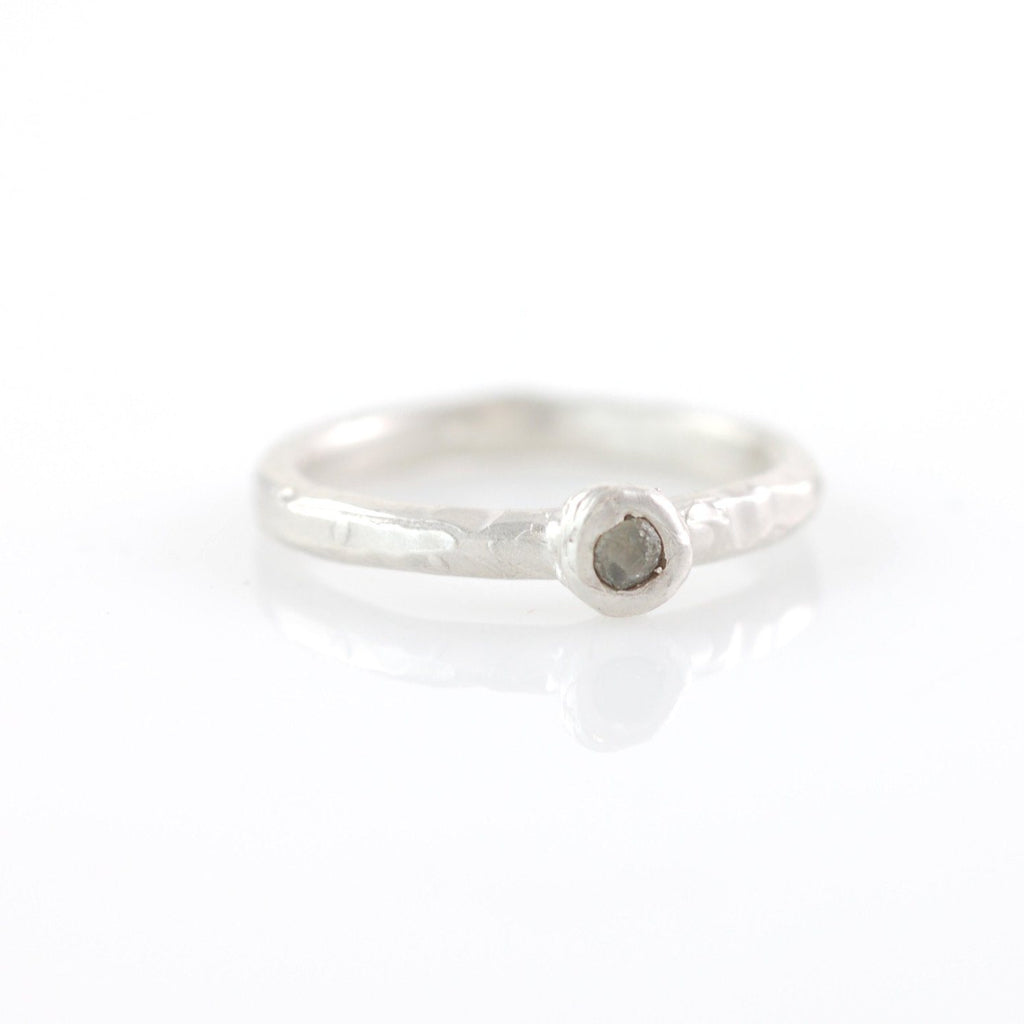 Rough Diamond Stacking Ring in Palladium Sterling Silver - size 5 1/4 - Ready to Ship - Beth Cyr Handmade Jewelry