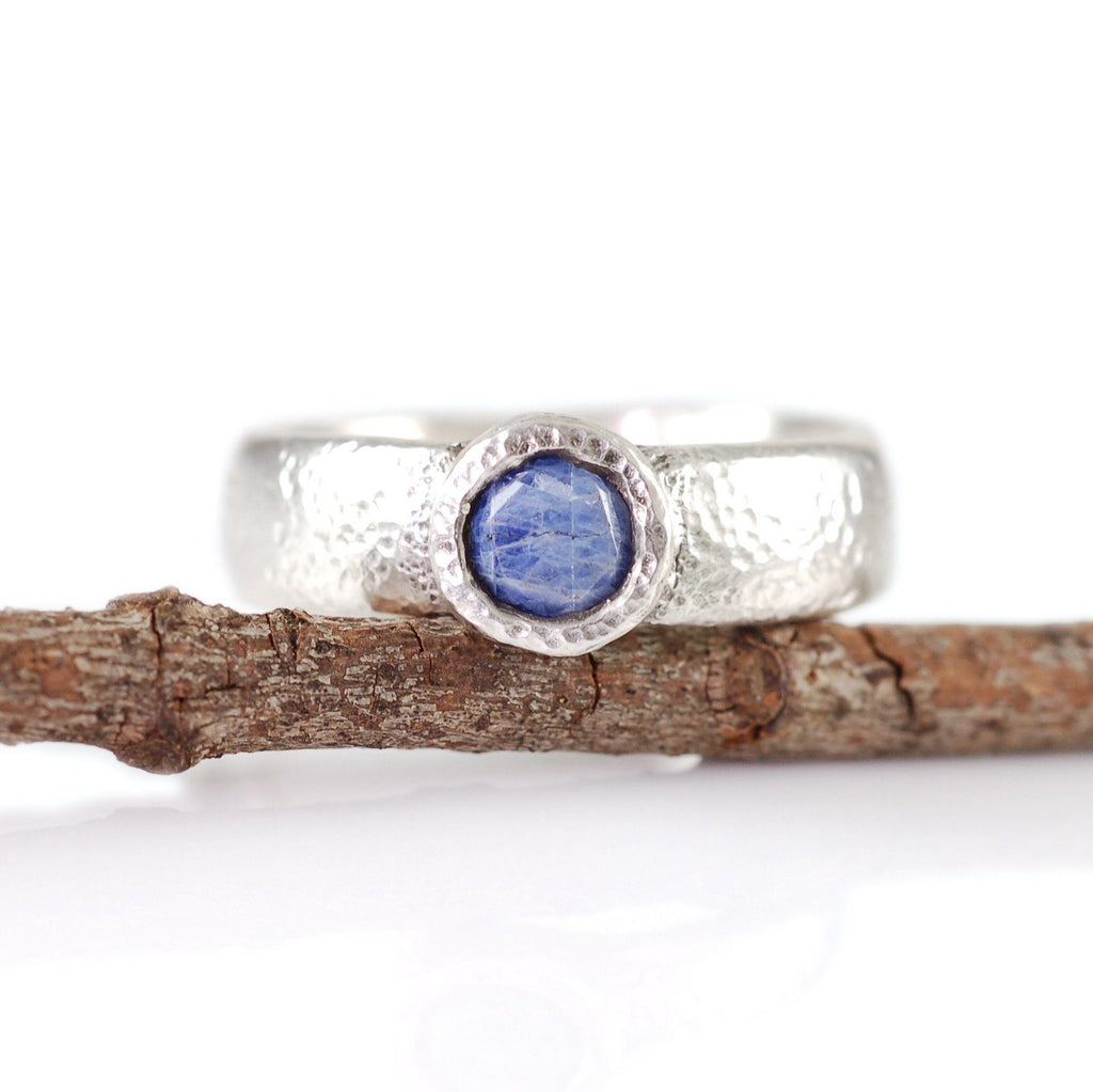 Moissanite in Sand Engagement Ring in Palladium Sterling Silver - made to order - Beth Cyr Handmade Jewelry