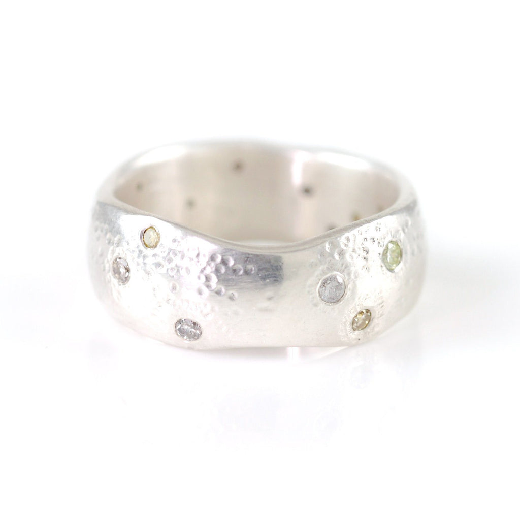 Scattered Diamonds in Sand in Palladium Sterling Silver - size 5 3/4 - Ready to Ship - Beth Cyr Handmade Jewelry