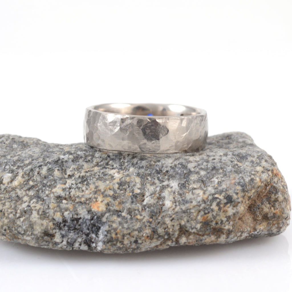 Love Rocks Ring with Scattered Diamonds and Sapphires in Palladium/Silver - size 7 - Ready to Ship