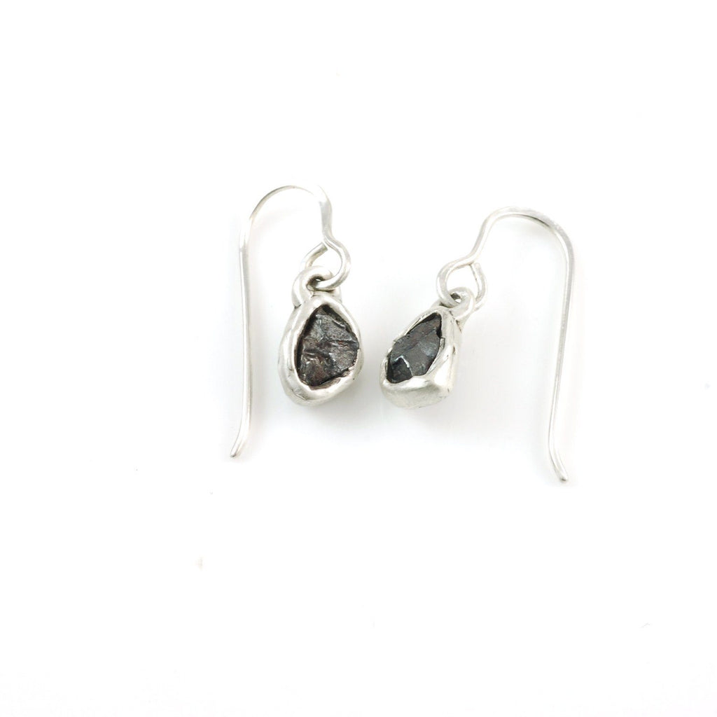 Meteorite Earrings in Sterling Silver - Size Small - Ready to ship - Beth Cyr Handmade Jewelry