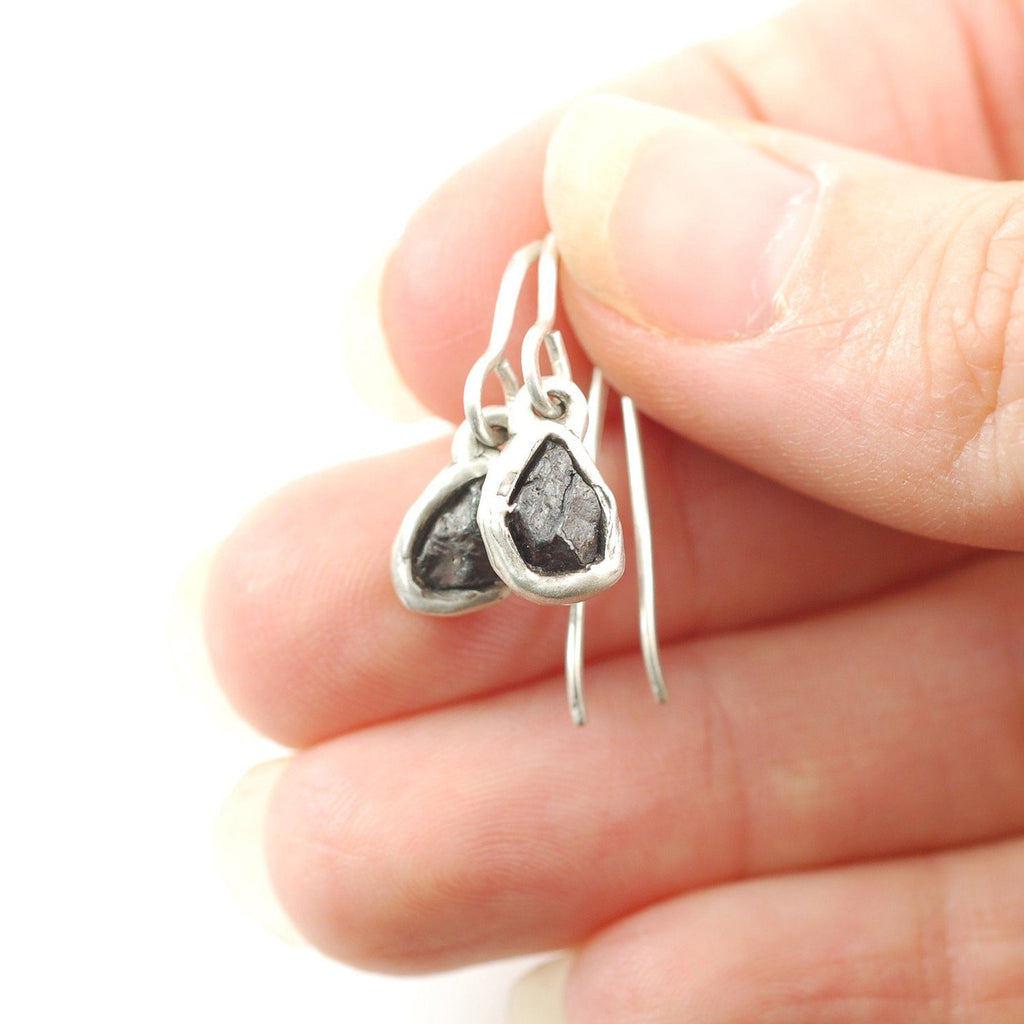 Meteorite Earrings in Sterling Silver - Size Small - Ready to ship - Beth Cyr Handmade Jewelry