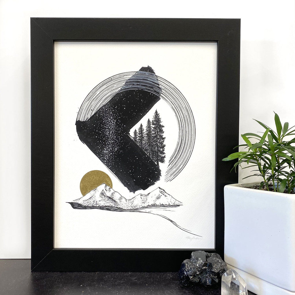 Space and Time Series - Drawing 9 - Hand Embellished Print - Ready to Ship