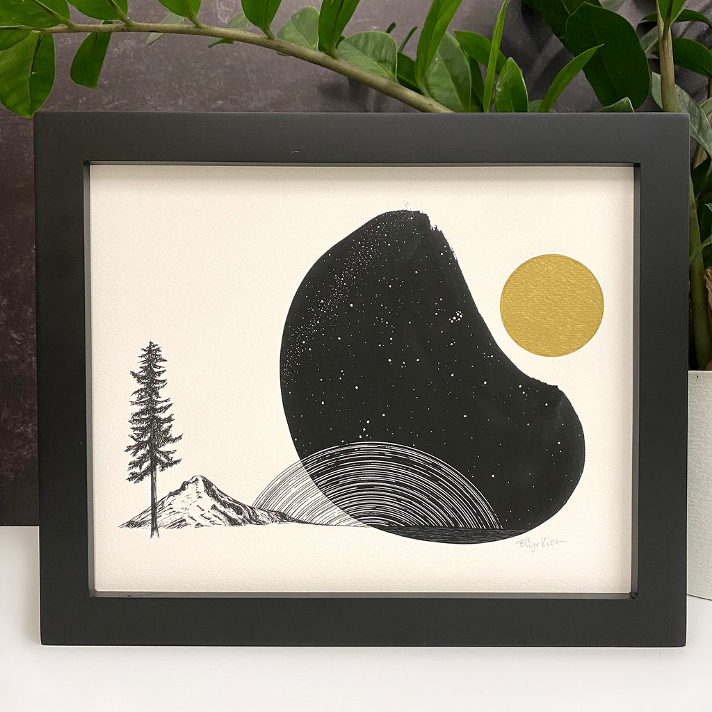 Space and Time Series - Drawing 12 - Hand Embellished Print - Ready to Ship