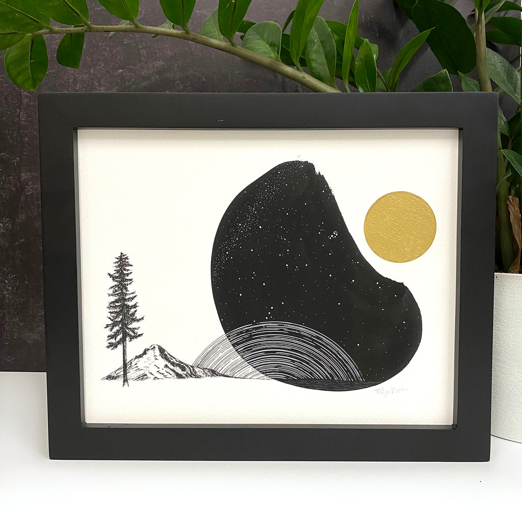 Space and Time Series - Drawing 12 - Hand Embellished Print - Ready to Ship