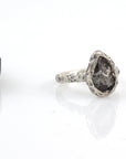 Meteorite Ring with Mountain Texture Band in Palladium Sterling Silver - size 7.5 - Ready to Ship - Beth Cyr Handmade Jewelry