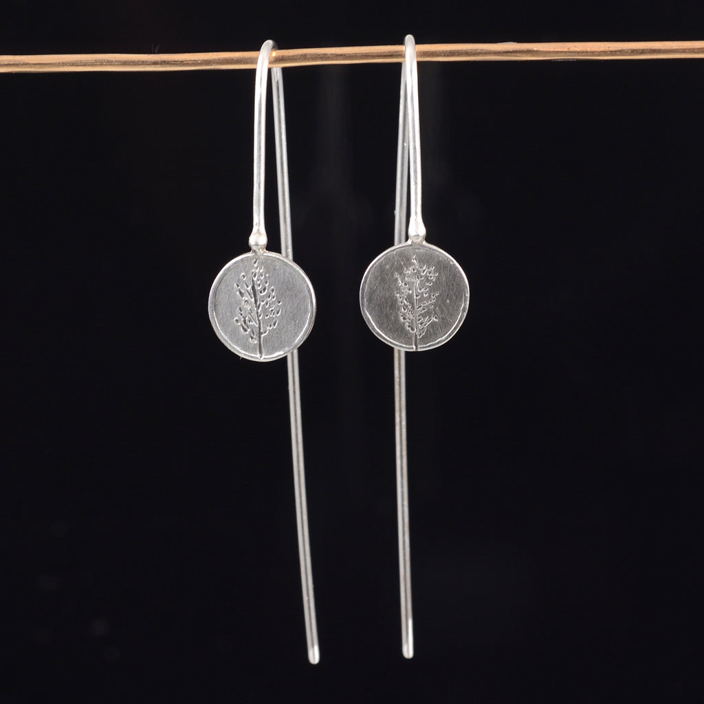 Tiny Tree Earrings - Deciduous Trees - Sterling Silver Drop Dangle Earrings - Ready to Ship