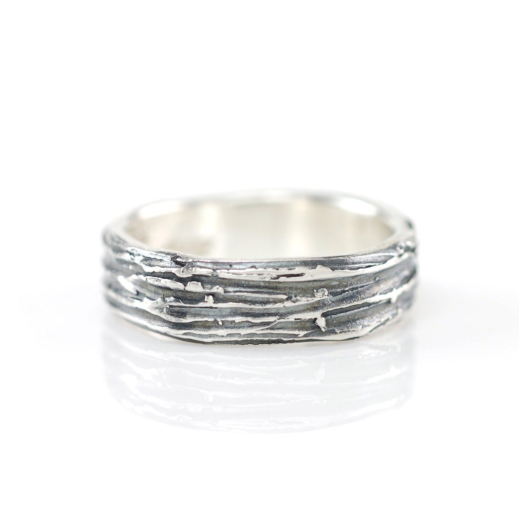 Tree Bark Ring in Palladium Sterling Silver - Size 5 - Ready to Ship - Beth Cyr Handmade Jewelry