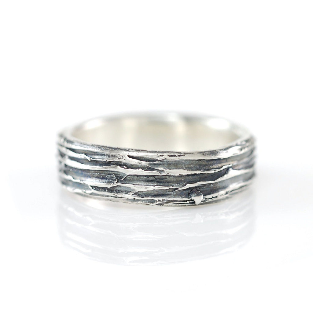 Tree Bark Ring in Palladium Sterling Silver - Size 5 - Ready to Ship - Beth Cyr Handmade Jewelry