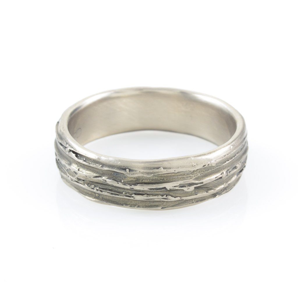 Tree Bark Ring in Palladium/Silver - size 9 1/2 - Ready to Ship - Beth Cyr Handmade Jewelry