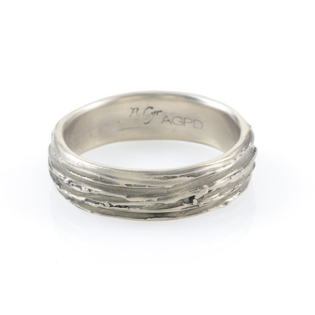 Tree Bark Ring in Palladium/Silver - size 9 1/2 - Ready to Ship - Beth Cyr Handmade Jewelry