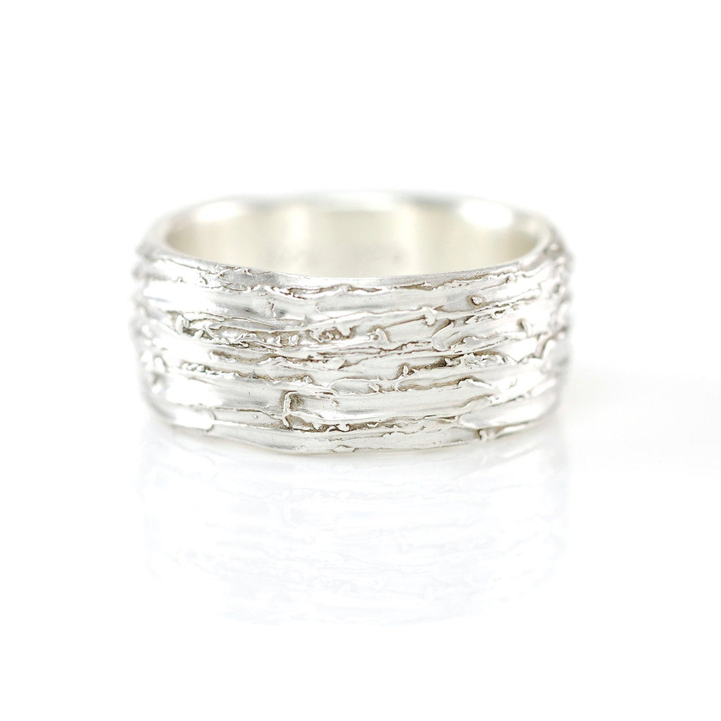Tree Bark Ring in Palladium Sterling Silver - Size 9.5 - Ready to Ship - Beth Cyr Handmade Jewelry