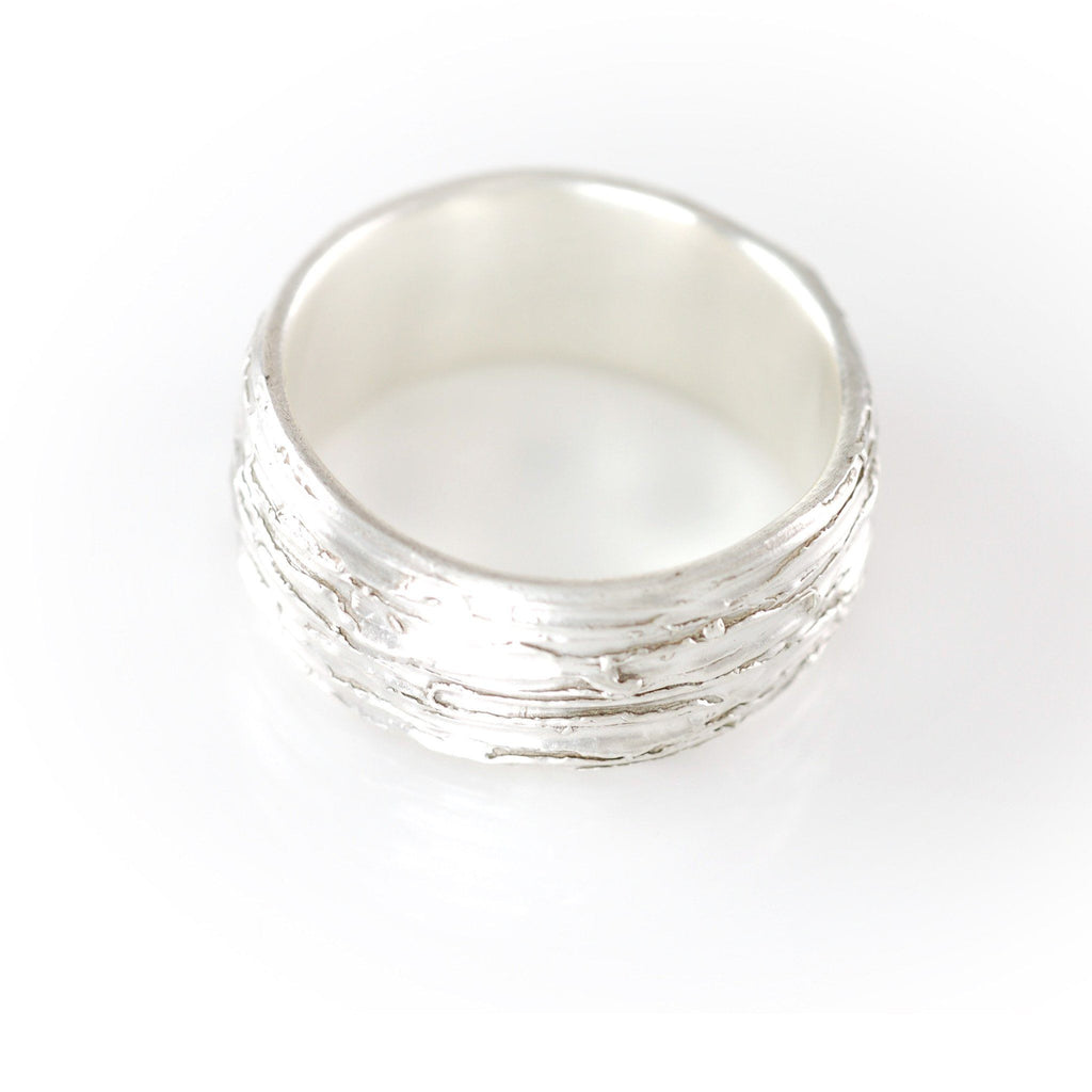 Tree Bark Ring in Palladium Sterling Silver - Size 9.5 - Ready to Ship - Beth Cyr Handmade Jewelry