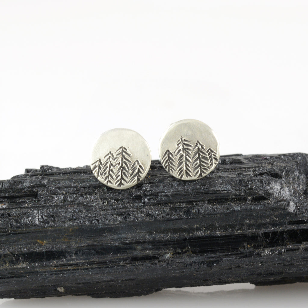 Landscape Earrings - Tree Line Sterling Silver Post Earrings - Ready to Ship