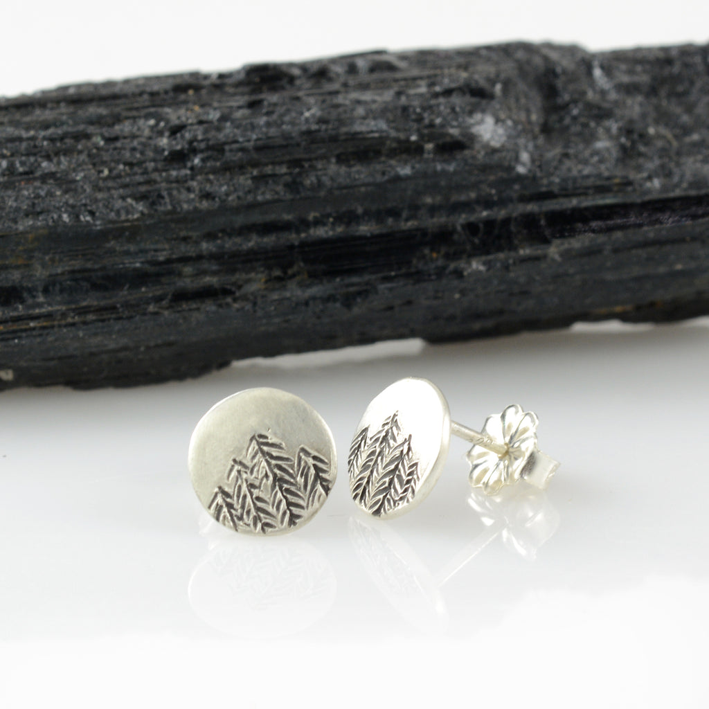 Landscape Earrings - Tree Line Sterling Silver Post Earrings - Ready to Ship