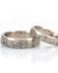 Tree Line Wedding Rings in Palladium/Silver 4mm size 6 - Ready to Ship - Beth Cyr Handmade Jewelry