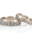 Tree Line Wedding Rings in Palladium/Silver 4mm size 6 - Ready to Ship - Beth Cyr Handmade Jewelry