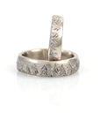 Tree Line Wedding Rings in Palladium/Silver 4mm size 6 - Ready to Ship - Beth Cyr Handmade Jewelry