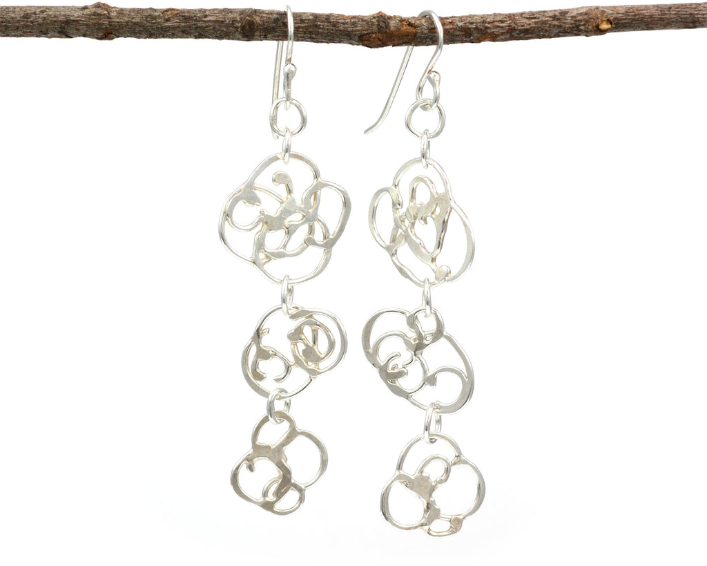 Triple Organic Vine Earrings in Argentium Sterling Silver #29 - Ready to Ship - Beth Cyr Handmade Jewelry
