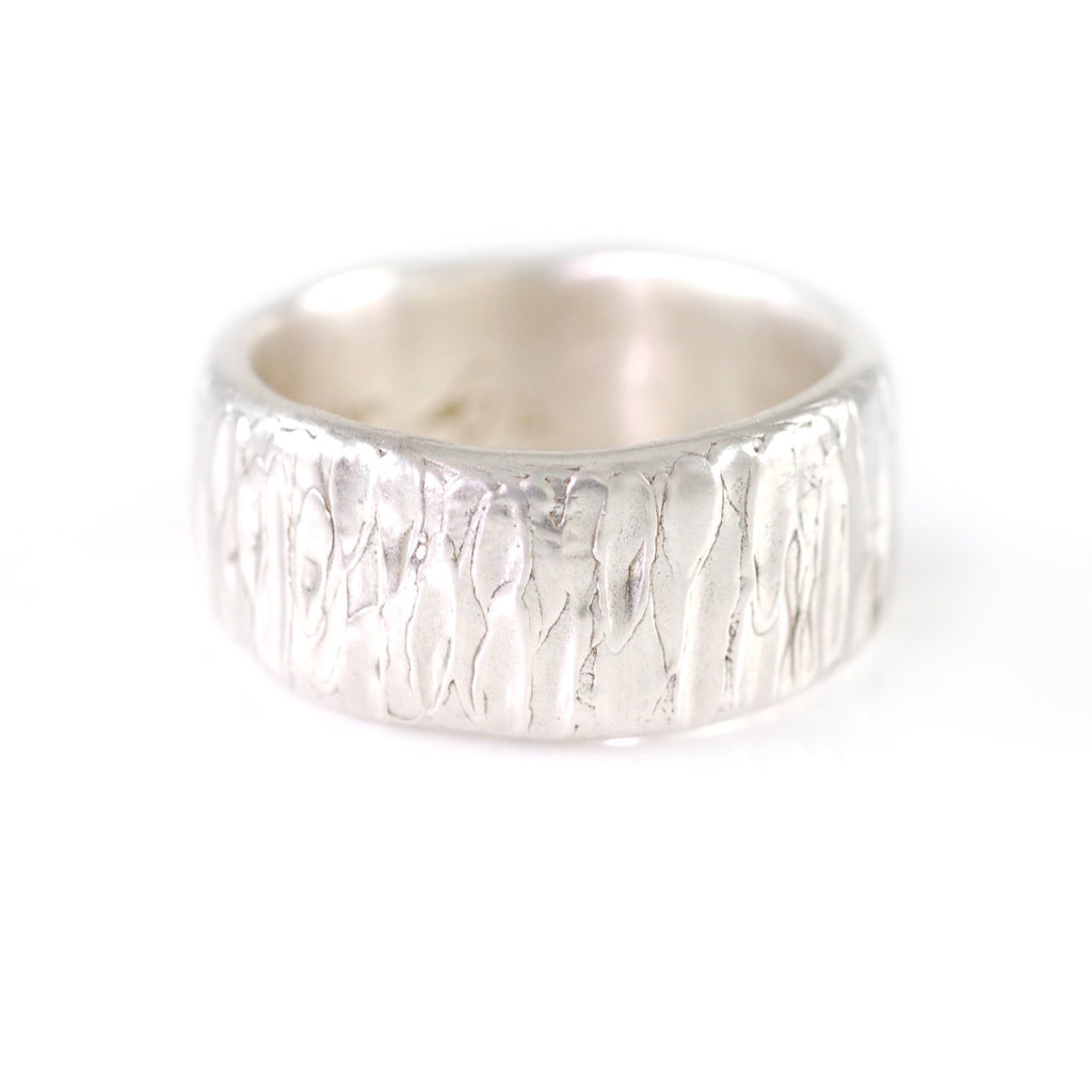 Yellow Birch Bark Ring in Palladium Sterling Silver - size 5 1/4 - Ready to Ship - Beth Cyr Handmade Jewelry