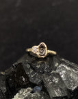 Meteorite Ring with Moissanite in 14k yellow gold - size 4 - Ready to Ship