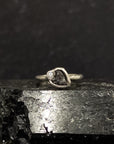 Meteorite Ring -4- with Moissanite in Palladium Sterling Silver - size 9.25 - Ready to Ship
