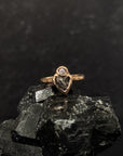 Meteorite and Moissanite Ring in 14k Rose Gold - sz 6.25