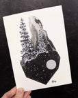 Snowy Trees in Terrarium Notecard - 5"x7" - Single - Ready to ship