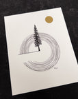 Single Tree and Star Trails - 8"x10" Original Drawing/Painting - Ready to Ship