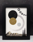 Star Trails, Moon, Sun and Mountain - 6"x8" Original Drawing/Painting - Ready to Ship