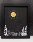 Snowy Trees with Full Moon Halo and Orion - 8"x10" Original Drawing - Ready to Ship