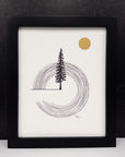 Single Tree and Star Trails - 8"x10" Original Drawing/Painting - Ready to Ship