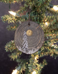 Winter Theme Wood Ornament 2025 - 52 - Single Snowy Tree and Gold Moon