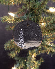 Winter Theme Wood Ornament 2025 - 53 - Tiny Mountain Landscape with Snowy Tree