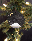 Winter Theme Wood Ornament 2025 - 47 - Snowy Mountain, Milky Way Galaxy and Gold Crescent Moon