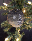 Winter Theme Wood Ornament 2025 - 51 - Snowy Tree and Subtle Silver Moon
