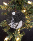 Winter Theme Wood Ornament 2025 - 45 - Snowy Tree, Silver Mountains and Little Dipper