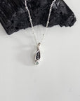 Meteorite Pendant - Meteorite and Green/Blue Diamond - in Sterling Silver - Ready to Ship