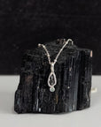 Meteorite Pendant - Meteorite and Green/Blue Diamond - in Sterling Silver - Ready to Ship